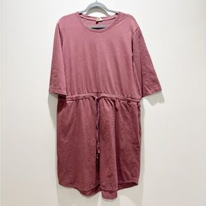 Pact Mauve Slub Tie-Waist T-Shirt Dress Casual Organic Cotton Natural Size XXL